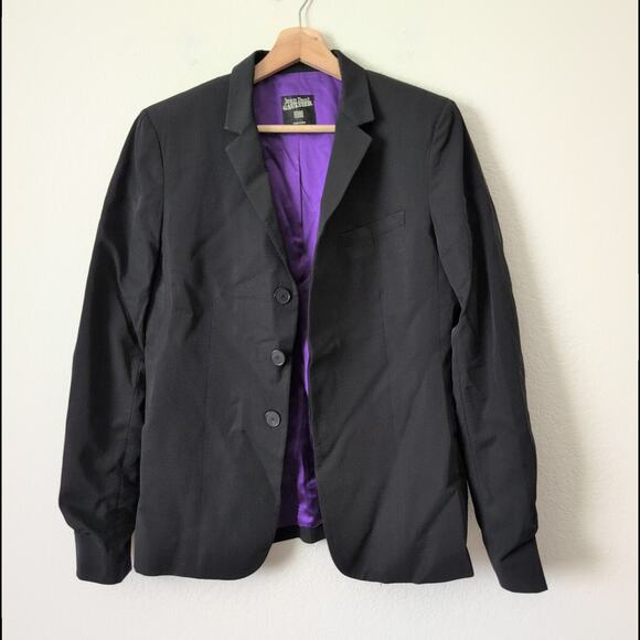 Vintage Jean Paul Gaultier Womens Blazer 10 Black 80s Lined Button Jacket Silk - Picture 4 of 15